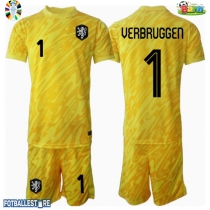 Nederland Bart Verbruggen #1 Keeper Bortedraktsett Barn EM 2024 Kortermet (+ Korte bukser)